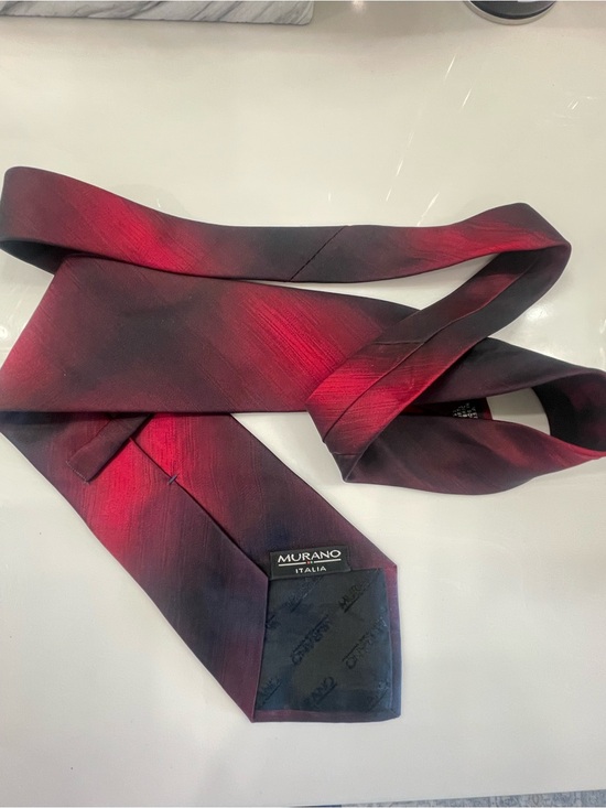 Murano Other - Murano Italia 100% Silk Necktie Red Black Abstract Ombre Watercolor Wide Tie 4"
